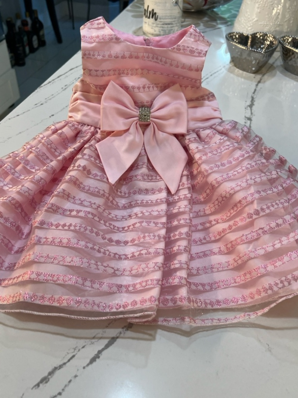 Sweet Pink Bow-Accent Formal Dress for Girls size L (24 months)